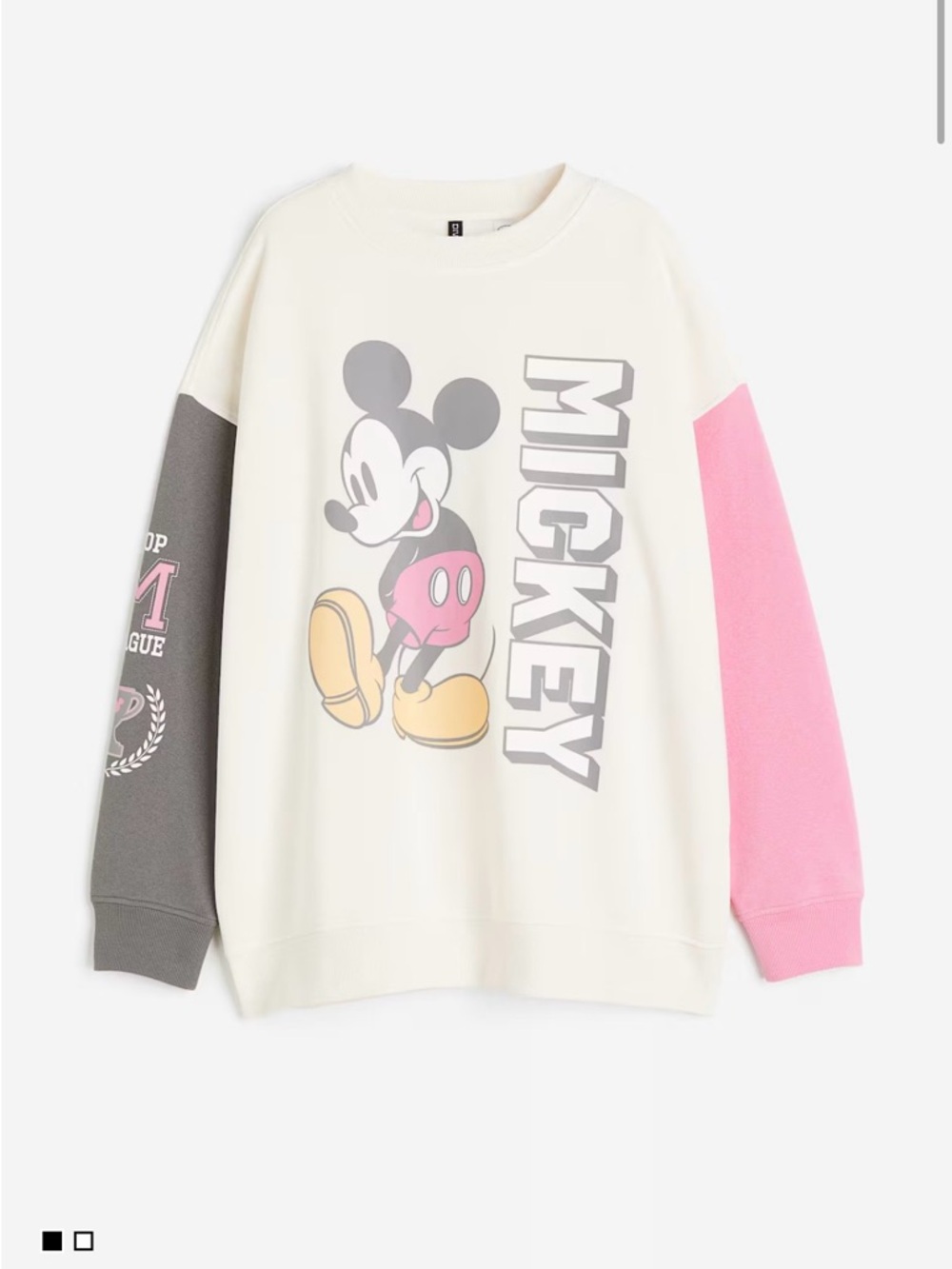 H&M - Mickey Graphic Crewneck Sweatshirt in Cream, Pink & Gray - 3XL
